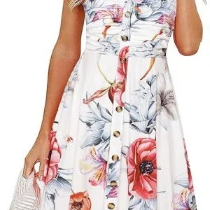 Women's Vintage Sleeveless Midi Sun Dress