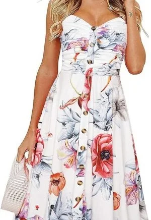 Women's Vintage Sleeveless Midi Sun Dress